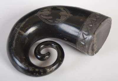Lot 223 - A pewter snuff mull in the form of a ‘curly...