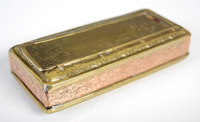 Lot 307 - A Fine Dutch brass and copper oblong tobacco...