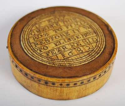Lot 247 - A rare bone and treen circular lid from a...