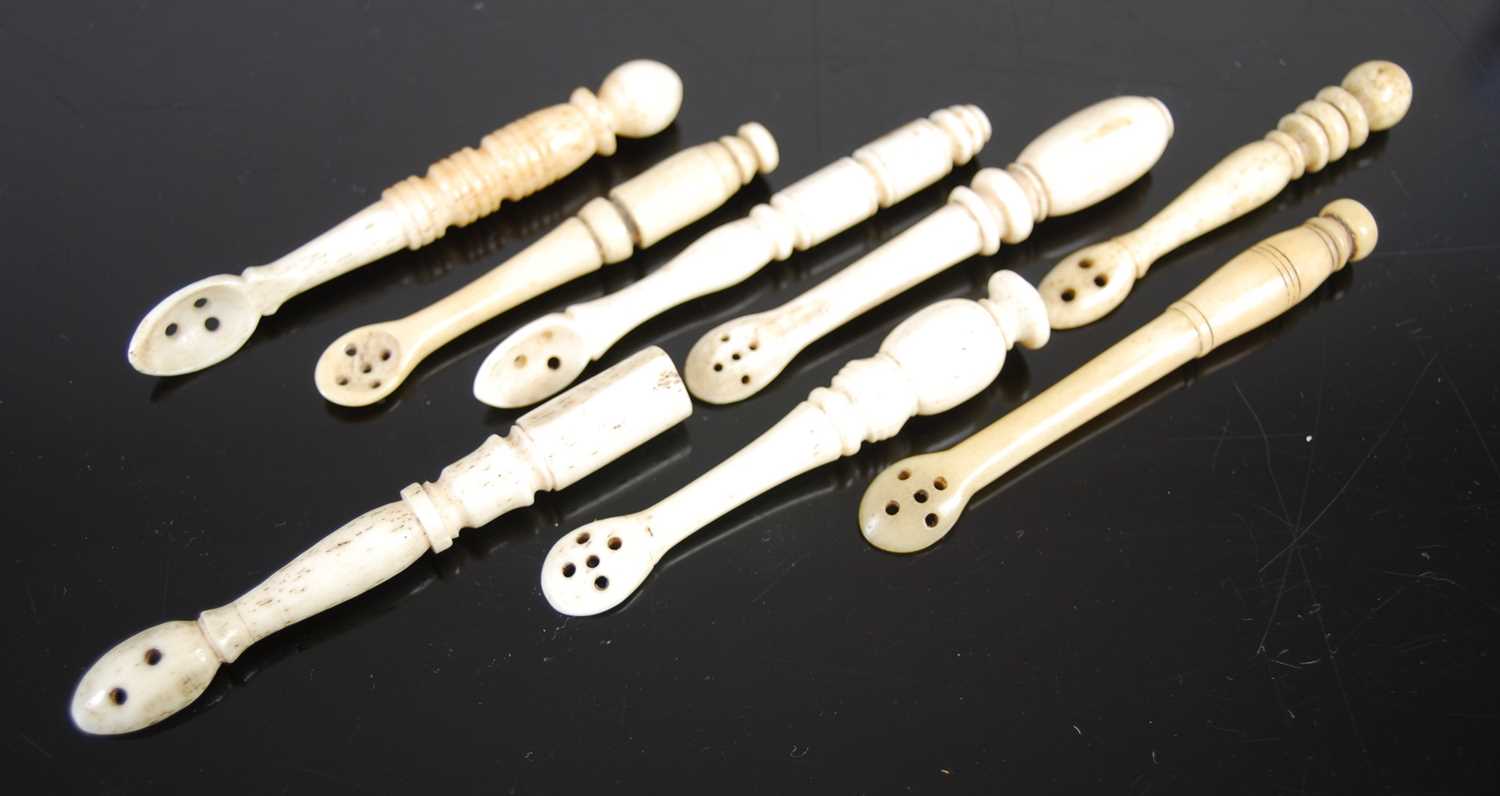 Lot 317 - A group of eight Scottish bone snuff spoons