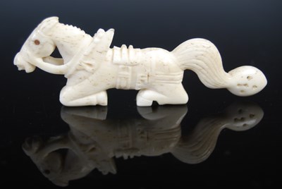 Lot 308 - A Scottish bone snuff spoon finely carved in...