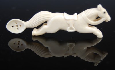 Lot 315 - A Scottish bone snuff spoon carved in the form...