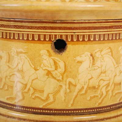 Lot 200 - A Mauchline ware circular string box, the...