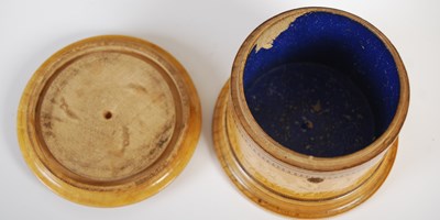 Lot 200 - A Mauchline ware circular string box, the...