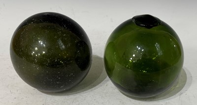 Lot 19 - Fishing interest - Two antique green glass...
