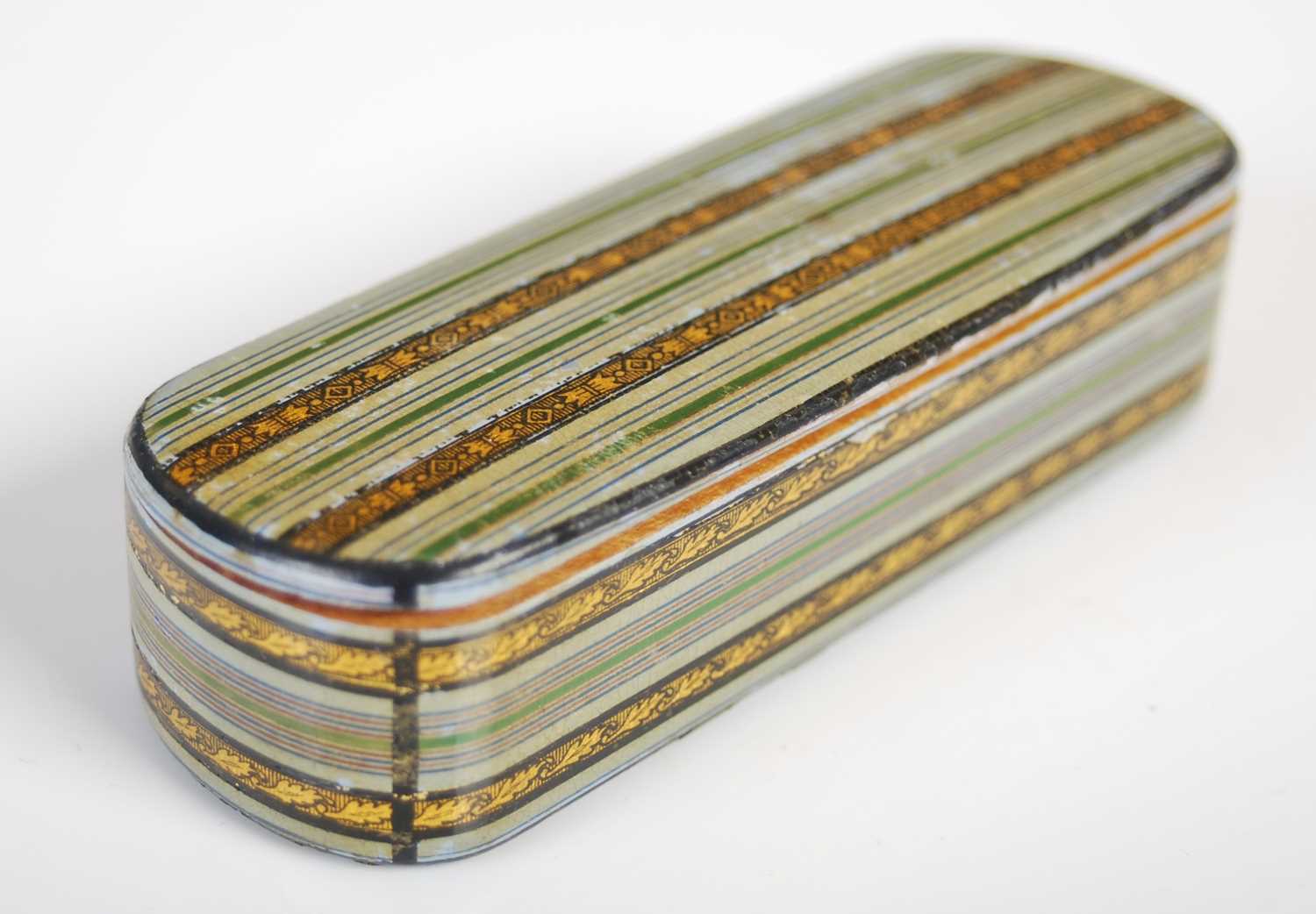 Lot 203 - A Mauchline ware curved oblong snuff box,...
