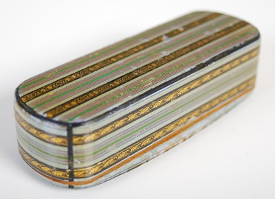 Lot 203 - A Mauchline ware curved oblong snuff box,...