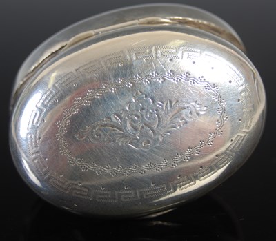 Lot 413 - A 19th century Dutch silver oval cachou box,...