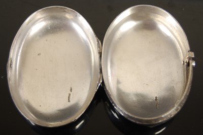 Lot 413 - A 19th century Dutch silver oval cachou box,...