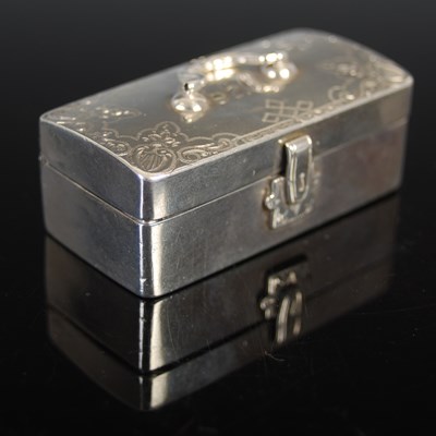 Lot 414 - A 19th century Dutch silver rectangular box,...