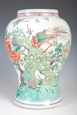 Lot 577 - A Chinese porcelain famille verte vase, Qing...