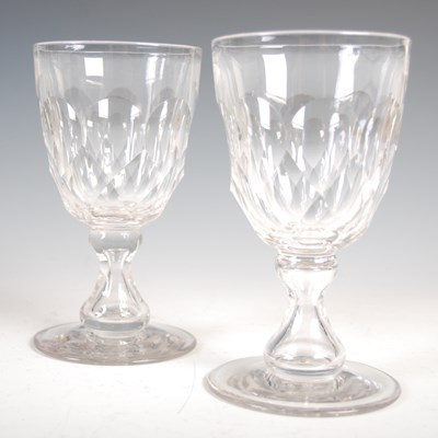 Lot 527 - A pair of 19th century facet-cut glass rummers,...