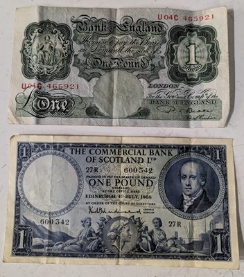 Lot 59 - Banknotes - a Bank of England one pound note,...