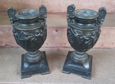 Lot 183A - A pair of French bronze classical urns, after...