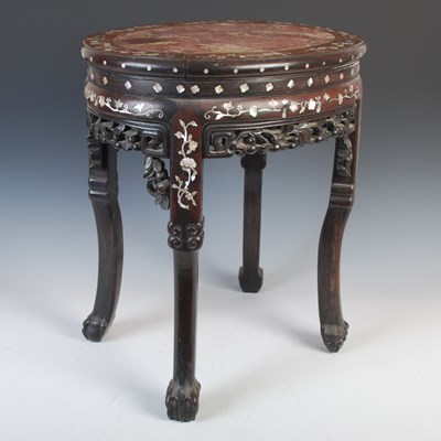 Lot 79E - A Chinese dark wood and mother-of-pearl inlaid...
