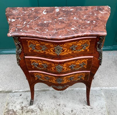 Lot 73 - A Louis XV style kingwood, marquetry and gilt...
