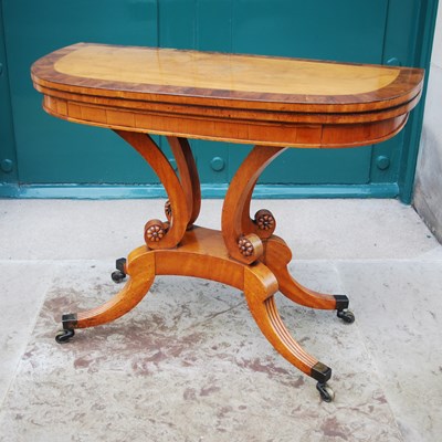 Lot 15C - A 19th century satinwood and yew wood tea...