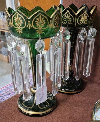 Lot 16 - A matched pair of 19th century green glass...