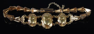Lot 40 - A high carat gold scarab beetle bracelet,...