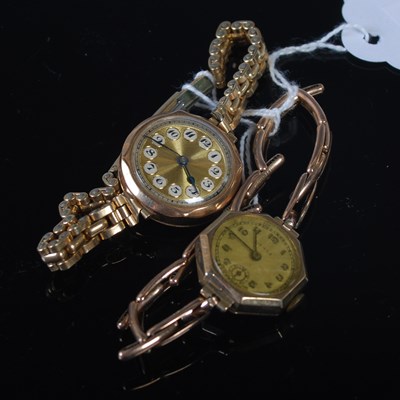 Lot 49 - Two vintage ladies 9ct gold cased wristwatches,...