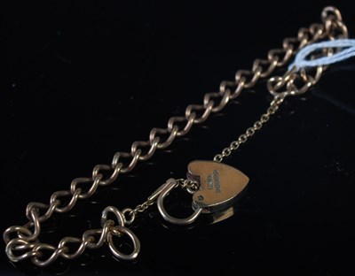 Lot 55 - A 9ct gold bracelet with heart-shaped lock,...