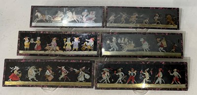 Lot 356 - A collection of six glass Magic Lantern slides...