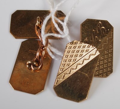 Lot 76 - A pair of 9ct gold octagonal shaped cufflinks,...
