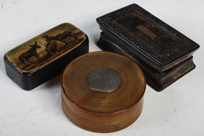 Lot 292 - Three antique snuff boxes to include a...