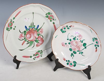 Lot 286 - Two antique French Faience pottery plates,...