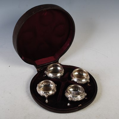 Lot 179 - A cased set of four Victoria silver salts,...