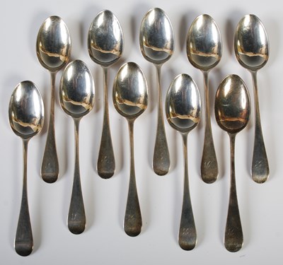 Lot 144 - A set of ten Victorian silver teaspoons,...