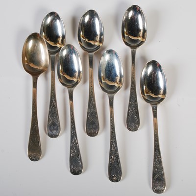 Lot 145 - Seven 19th century Edinburgh silver teaspoons...