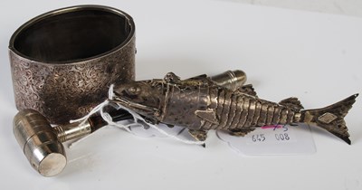 Lot 158 - A white metal articulated fish scent bottle...