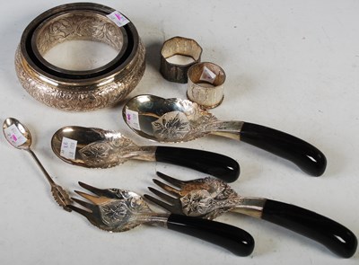 Lot 177 - A collection of Eastern white metal wares to...