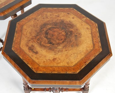 Lot 55 - A pair of Victorian walnut and parquetry...