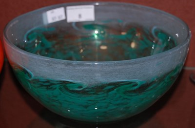 Lot 8 - A Monart bowl mottled blue and green with band...