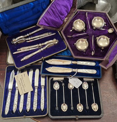 Lot 541 - Five cased sets of EP wares comprising six...