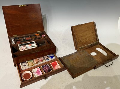 Lot 398 - A late 19th century mahogany painters box, the...