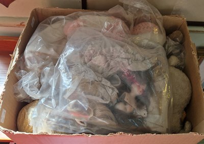 Lot 583 - A box of assorted vintage dolls, to include a...