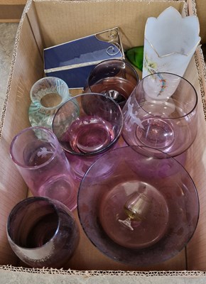 Lot 536 - A box of assorted coloured art glassware.