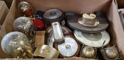 Lot 618 - A box of assorted clocks and barometers to...