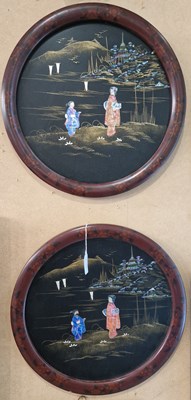 Lot 750 - Two Japanese mother of pearl inlaid lacquered...