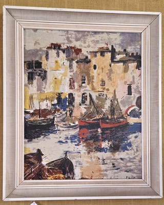 Lot 684 - Mid 20th century European School Harbour scene...