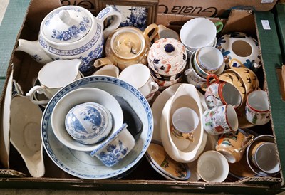 Lot 631 - Two boxes of assorted mixed ceramics, tea...