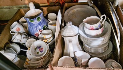 Lot 633 - Two boxes of mixed ceramics, mainly tea wares...