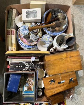 Lot 638 - Two boxes of assorted mixed wares to include...