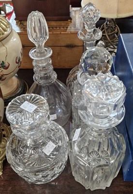 Lot 506 - Five assorted glass decanters and stoppers.