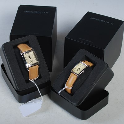 Lot 323 - Emporio Armani, a gentlemans and ladies pair...