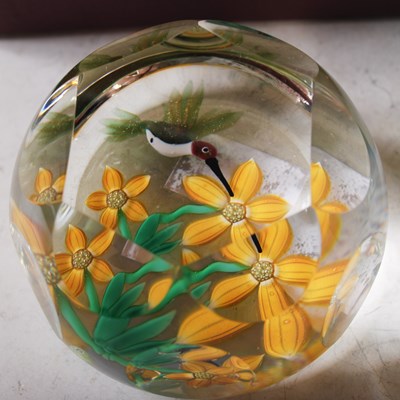 Lot 349 - Three assorted millefiori glass paperweights...