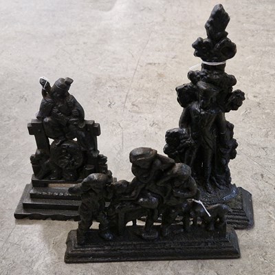 Lot 561 - Three assorted antique black-painted cast...